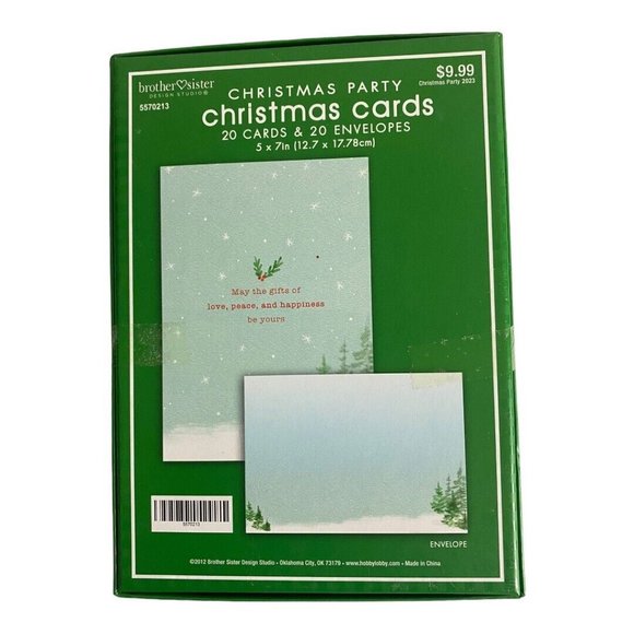 "Be Merry" Christmas Cards Reindeer Glitter Holly 20 Cards/Envelopes Green NEW - Picture 3 of 3